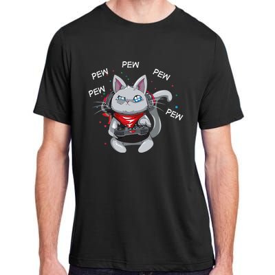 Gamer Cat Pew Pew Pew Cute Cat Funny Animal Kitty Cats Gift Adult ChromaSoft Performance T-Shirt