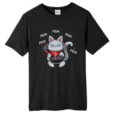 Gamer Cat Pew Pew Pew Cute Cat Funny Animal Kitty Cats Gift Tall Fusion ChromaSoft Performance T-Shirt