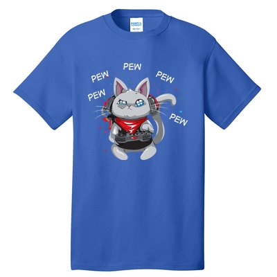 Gamer Cat Pew Pew Pew Cute Cat Funny Animal Kitty Cats Gift Tall T-Shirt