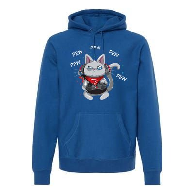 Gamer Cat Pew Pew Pew Cute Cat Funny Animal Kitty Cats Gift Premium Hoodie