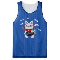 Gamer Cat Pew Pew Pew Cute Cat Funny Animal Kitty Cats Gift Mesh Reversible Basketball Jersey Tank