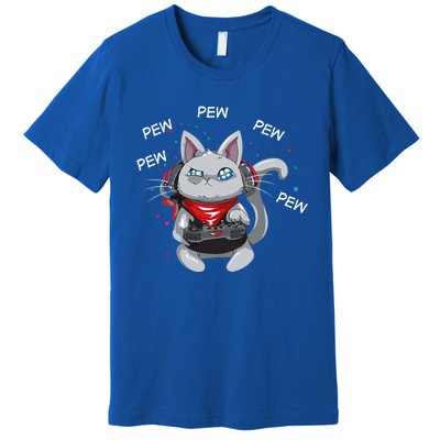 Gamer Cat Pew Pew Pew Cute Cat Funny Animal Kitty Cats Gift Premium T-Shirt