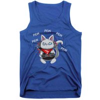 Gamer Cat Pew Pew Pew Cute Cat Funny Animal Kitty Cats Gift Tank Top