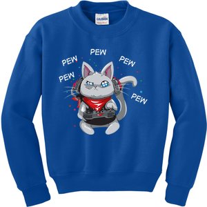 Gamer Cat Pew Pew Pew Cute Cat Funny Animal Kitty Cats Gift Kids Sweatshirt