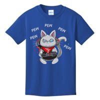 Gamer Cat Pew Pew Pew Cute Cat Funny Animal Kitty Cats Gift Kids T-Shirt