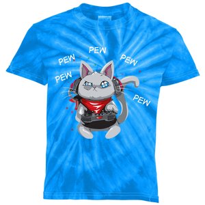 Gamer Cat Pew Pew Pew Cute Cat Funny Animal Kitty Cats Gift Kids Tie-Dye T-Shirt