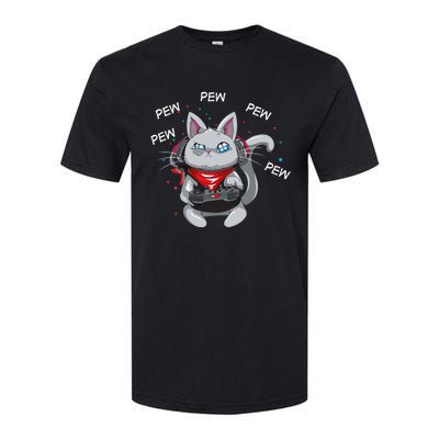 Gamer Cat Pew Pew Pew Cute Cat Funny Animal Kitty Cats Gift Softstyle CVC T-Shirt