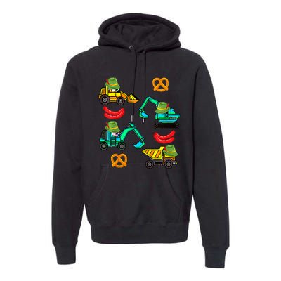 German Construction Pretzel Sausage Oktoberfest Premium Hoodie