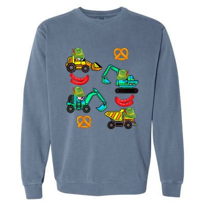 German Construction Pretzel Sausage Oktoberfest Garment-Dyed Sweatshirt