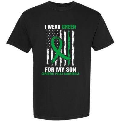 Green Cerebral Palsy Awareness American Flag Cp Mom Dad Son Garment-Dyed Heavyweight T-Shirt