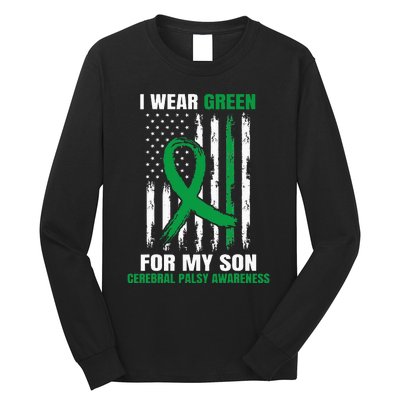 Green Cerebral Palsy Awareness American Flag Cp Mom Dad Son Long Sleeve Shirt