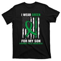 Green Cerebral Palsy Awareness American Flag Cp Mom Dad Son T-Shirt