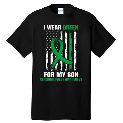 Green Cerebral Palsy Awareness American Flag Cp Mom Dad Son Tall T-Shirt