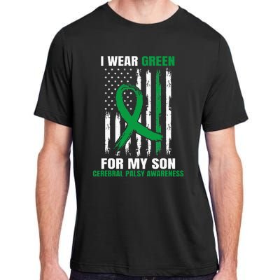 Green Cerebral Palsy Awareness American Flag Cp Mom Dad Son Adult ChromaSoft Performance T-Shirt