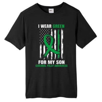 Green Cerebral Palsy Awareness American Flag Cp Mom Dad Son Tall Fusion ChromaSoft Performance T-Shirt