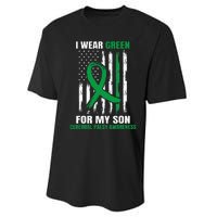 Green Cerebral Palsy Awareness American Flag Cp Mom Dad Son Performance Sprint T-Shirt