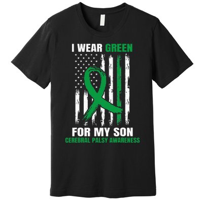 Green Cerebral Palsy Awareness American Flag Cp Mom Dad Son Premium T-Shirt