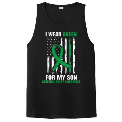 Green Cerebral Palsy Awareness American Flag Cp Mom Dad Son PosiCharge Competitor Tank