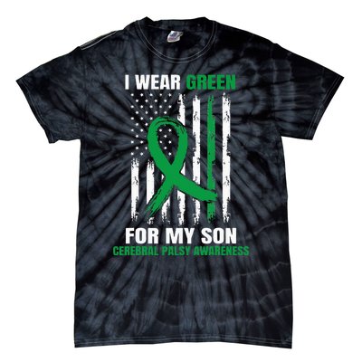 Green Cerebral Palsy Awareness American Flag Cp Mom Dad Son Tie-Dye T-Shirt