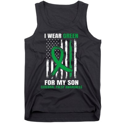 Green Cerebral Palsy Awareness American Flag Cp Mom Dad Son Tank Top