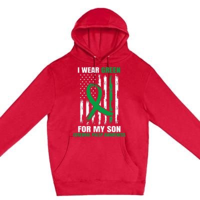 Green Cerebral Palsy Awareness American Flag Cp Mom Dad Son Premium Pullover Hoodie