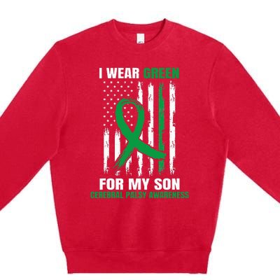 Green Cerebral Palsy Awareness American Flag Cp Mom Dad Son Premium Crewneck Sweatshirt