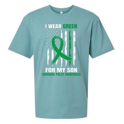 Green Cerebral Palsy Awareness American Flag Cp Mom Dad Son Sueded Cloud Jersey T-Shirt