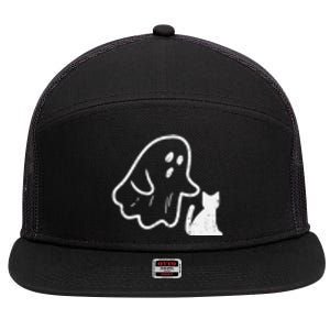 Ghost Cat Pocket Funny Halloween Costume 7 Panel Mesh Trucker Snapback Hat