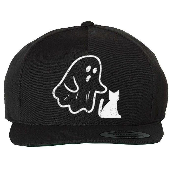 Ghost Cat Pocket Funny Halloween Costume Wool Snapback Cap