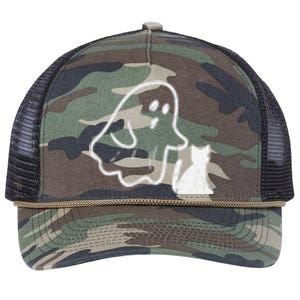 Ghost Cat Pocket Funny Halloween Costume Retro Rope Trucker Hat Cap