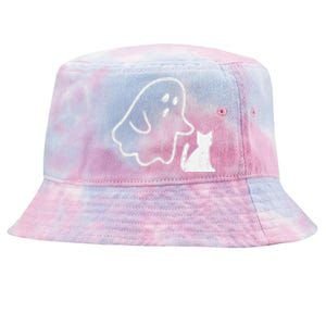 Ghost Cat Pocket Funny Halloween Costume Tie-Dyed Bucket Hat