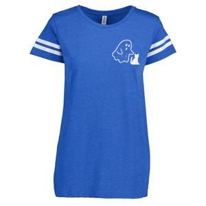 Ghost Cat Pocket Funny Halloween Costume Enza Ladies Jersey Football T-Shirt