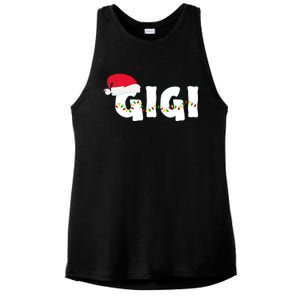 Gigi Christmas Pajama Family Matching Santa Hat Gift Ladies PosiCharge Tri-Blend Wicking Tank