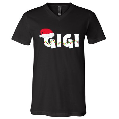 Gigi Christmas Pajama Family Matching Santa Hat Gift V-Neck T-Shirt