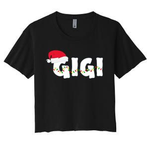 Gigi Christmas Pajama Family Matching Santa Hat Gift Women's Crop Top Tee