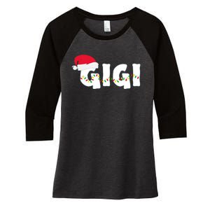 Gigi Christmas Pajama Family Matching Santa Hat Gift Women's Tri-Blend 3/4-Sleeve Raglan Shirt