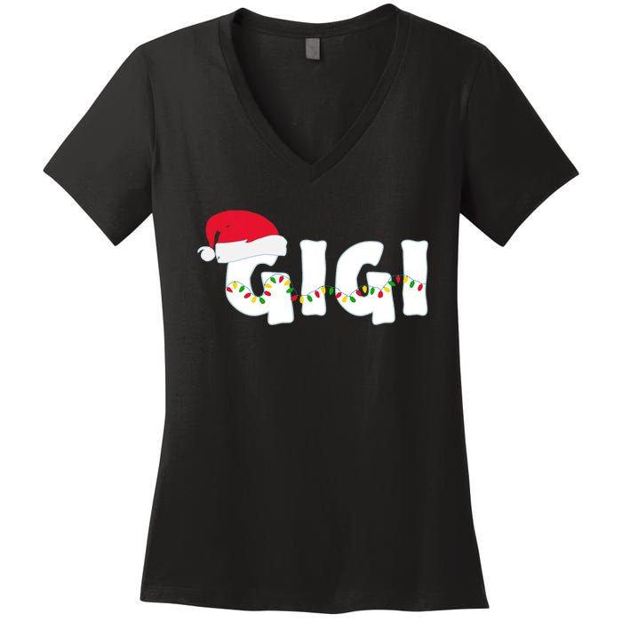 Gigi Christmas Pajama Family Matching Santa Hat Gift Women's V-Neck T-Shirt