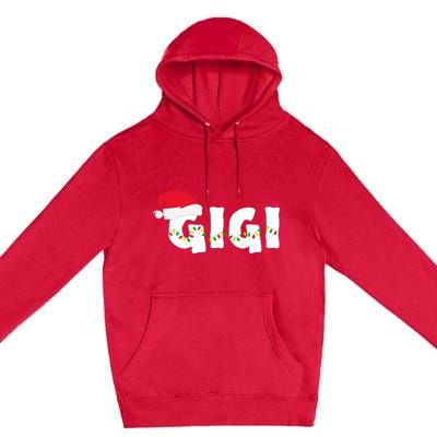 Gigi Christmas Pajama Family Matching Santa Hat Gift Premium Pullover Hoodie