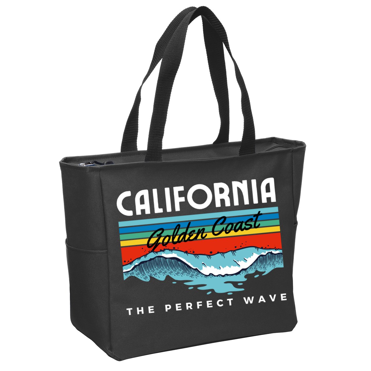 Golden Coast Perfect Wave California Zip Tote Bag