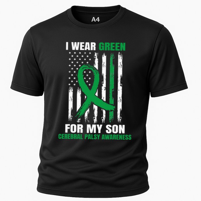 Green Cerebral Palsy Awareness American Flag Cp Cooling Performance Crew T-Shirt