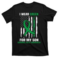 Green Cerebral Palsy Awareness American Flag Cp T-Shirt