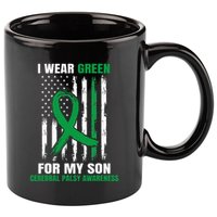 Green Cerebral Palsy Awareness American Flag Cp 11oz C Handle Ceramic Mug