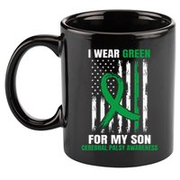 Green Cerebral Palsy Awareness American Flag Cp 11oz C Handle Ceramic Mug