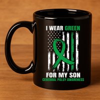 Green Cerebral Palsy Awareness American Flag Cp 11oz C Handle Ceramic Mug