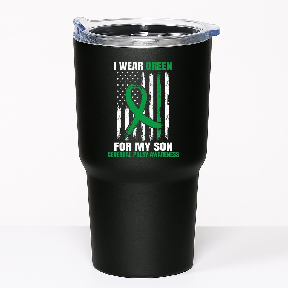 Green Cerebral Palsy Awareness American Flag Cp Tumbler