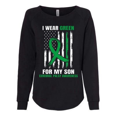 Green Cerebral Palsy Awareness American Flag Cp Womens California Wash Sweatshirt