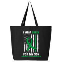 Green Cerebral Palsy Awareness American Flag Cp 25L Jumbo Tote