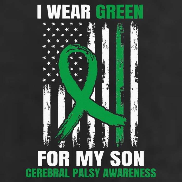 Green Cerebral Palsy Awareness American Flag Cp 25L Jumbo Tote