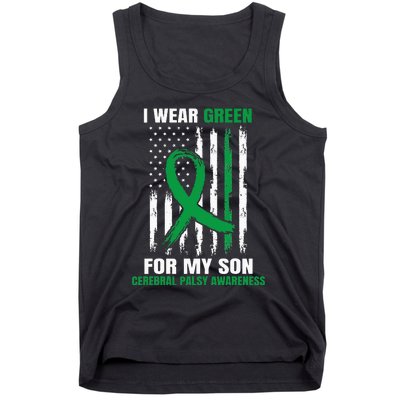 Green Cerebral Palsy Awareness American Flag Cp Tank Top