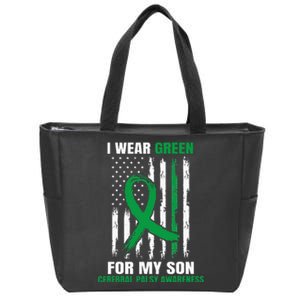 Green Cerebral Palsy Awareness American Flag Cp Zip Tote Bag